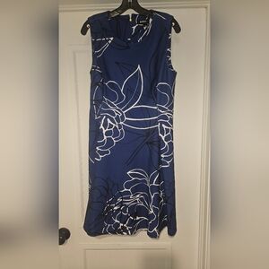 DKNY Floral Blue and White Sleeveless Dress